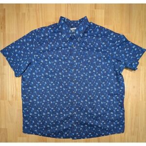 HB Men 3XLT Blue Floral Button Up Shirt Short Sleeve Big Tall Casual